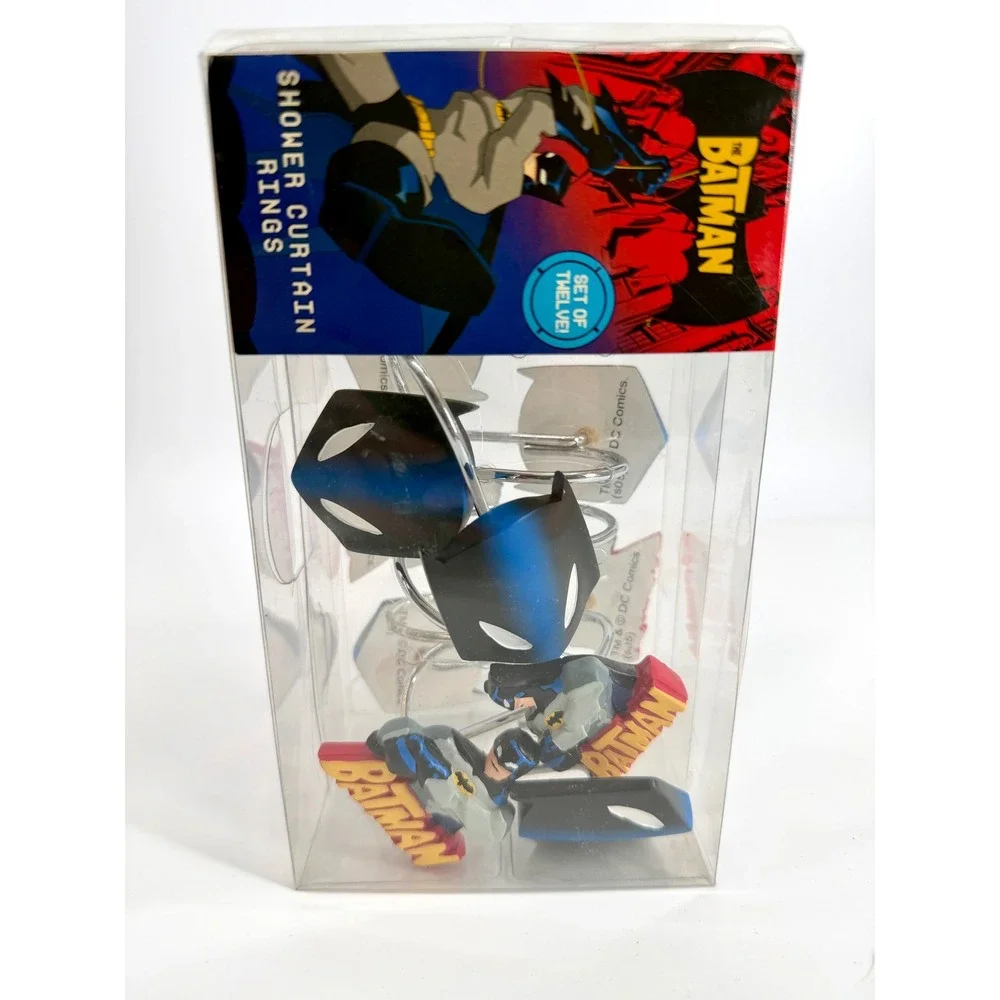 Batman Shower Curtain Hooks Rings DC Comics Super Hero Set Of 12 Bathroom Rare